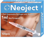 Insulīna šļirces NEOJECT 1ml U100/27G, sterilās, iepakojumā 100 gab.
