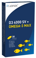 JONAX D3 4000 SV + Maksimālā Omega-3 30 kapsulu iepakojums