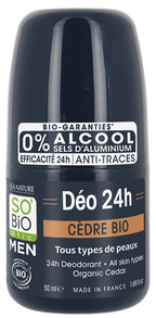 SO BIO ETIC Men 24H dezodorants ar ciedru aromātu, 50 ml