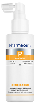 PHARMACERIS P Ichtilix-Forte Psoriāzes šķīdums – keratolitisks līdzeklis blaugznu un zvīņošanās mazināšanai, 125 ml