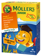 MÖLLER'S Junior želejas zivtiņas ar apelsīna un citrona garšu, 45 gab.