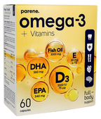 PARENE Kapsulas ar Omega-3, D3 un E vitamīnu, 60 gab.