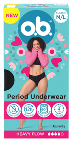 O.B. menstruālās biksītes, M/L izmērs, 1 pāris