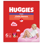 Meitenēm paredzētās HUGGIES Pull-up Pants S6 autiņbiksītes, 15-25 kg, 60 gab., iepakojums