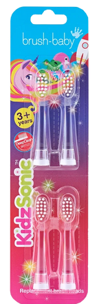 KidzSonic BRUSH BABY, 4 gab. maināmo zobu birstes galviņu komplekts vecumam 3+