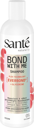 SANTE Bond with Me atjaunojošs šampūns – mīksts kopšanas līdzeklis bojātiem matiem, 250 ml