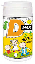 VITABALANS D-max Kids 400 SV košļājamas tabletes ar D vitamīnu 10 ug - 90 gab.