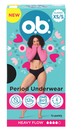 O.B. menstruālās apakšbiksītes XS/S izmēra, 1 pairs