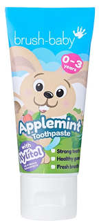 BRUSH BABY Zaķis, Applemint — zobu pasta bērniem 0–3 gadu vecumā, 50 ml