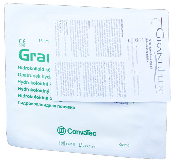 CONVATEC Granuflex 15 x 15 cm hidrokoloīds pārsējs, 1 gab.