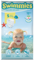 MOLTEX Swimmies S peldēšanas biksītes (4-9 kg), komplektā 12 gab.