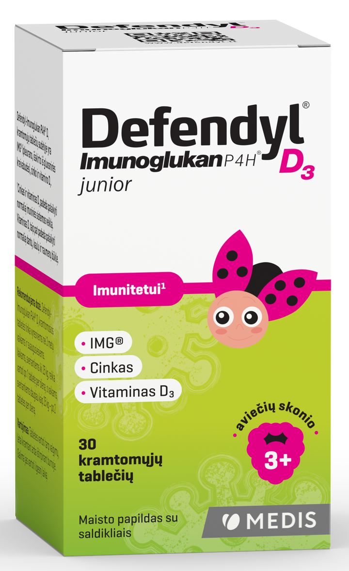 DEFENDYL Imunoglukan P4H D3 košļājamas tabletes bērniem 30 gab.