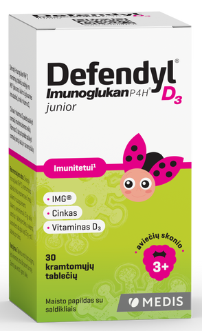 DEFENDYL Imunoglukan P4H D3 košļājamas tabletes bērniem 30 gab.