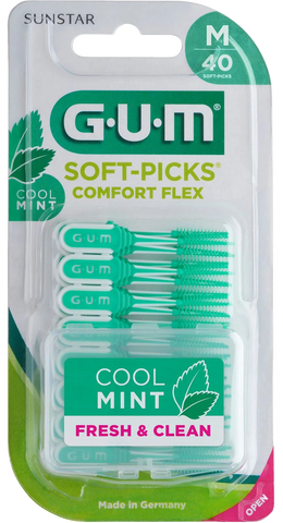 GUM Soft-Picks Comfort Flex Medium Mint starpzobu birstīte, 40 gab.