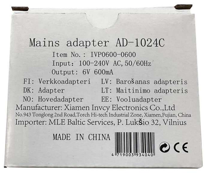 MICROLIFE AD-1024C tīkla adapteris, 1 vienība