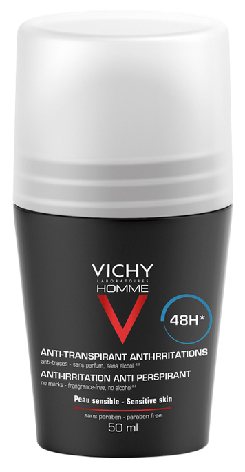 VICHY Homme 48H Antiperspirants Jutīgai Ādai Vīriešiem, 50 ml