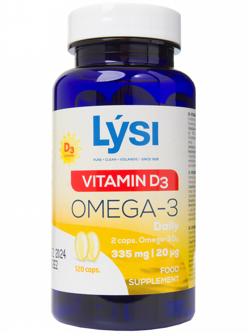 LYSI Omega-3 un D3 vitamīnu kapsulas, 120 gab.