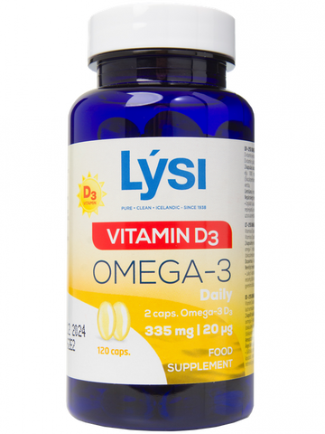 LYSI Omega-3 un D3 vitamīnu kapsulas, 120 gab.