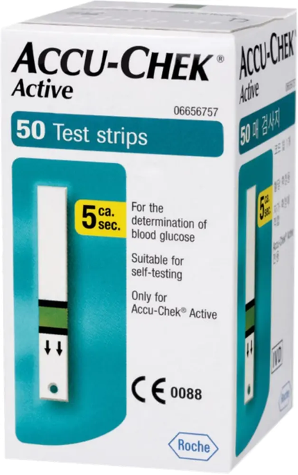 ACCU-CHEK Active glikozes teststrēmeles, 50 vienības