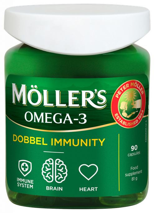 MÖLLER'S Dobbel Immunity Zivju Eļļas Kapsulas — 90 Gab. Imūnsistēmai