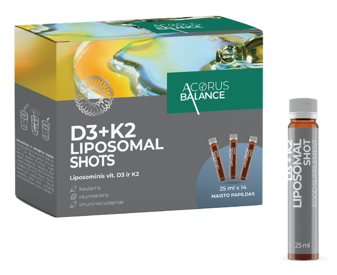 ACORUS BALANCE Liposomal Shots D3 + K2, 14 ampulas pa 25 ml
