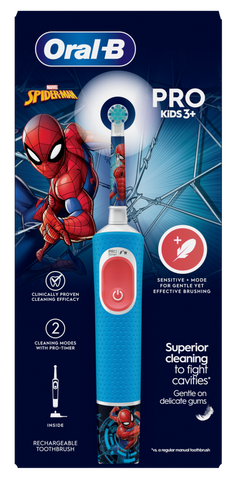 ORAL-B Vitality PRO Kids 3+ Spiderman elektrisks zobu tīrīšanas aparāts, 1 vienība