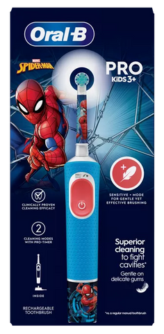 ORAL-B Vitality PRO Kids 3+ Spiderman elektrisks zobu tīrīšanas aparāts, 1 vienība