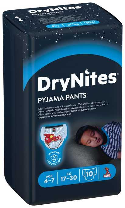 HUGGIES DryNites autiņbiksītes zēniem, 4-7 gadi, 10 gab.
