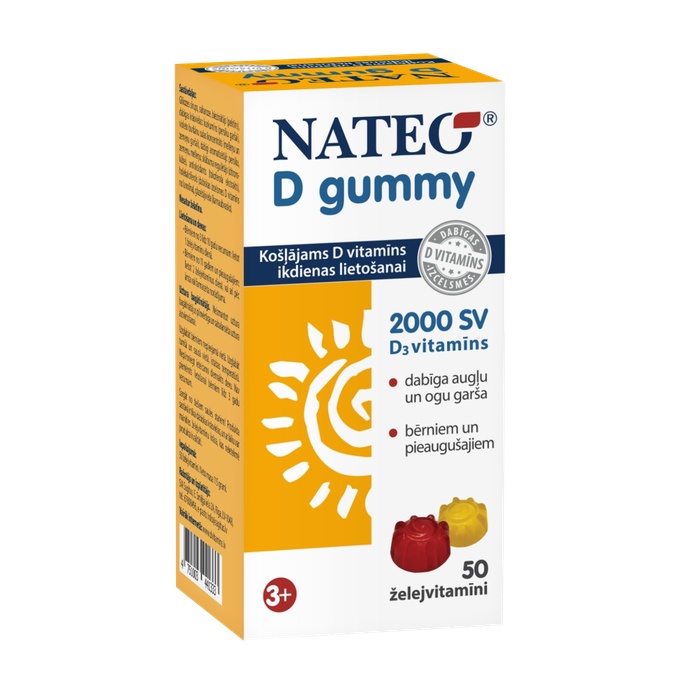 NATEO D 2000 SV Želejvitamīni - 50 košļājamos kumeles