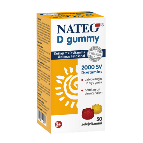 NATEO D 2000 SV Želejvitamīni - 50 košļājamos kumeles