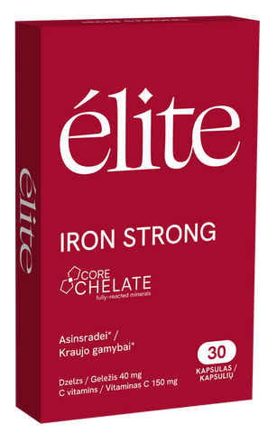 ELITE Iron Strong 30 kapsulu porcija ar dzelzi un C vitamīnu