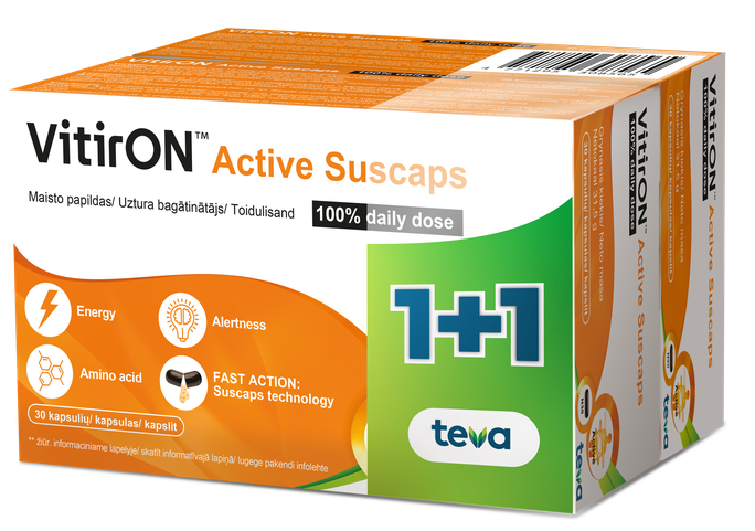 VITIRON Active Suscaps 1 kapsulas — 100% vitamīnu dienas deva (1+1)