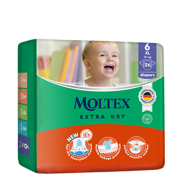 MOLTEX Extra Dry XL 26 autiņbiksītes - mazuļiem no 15+ kg