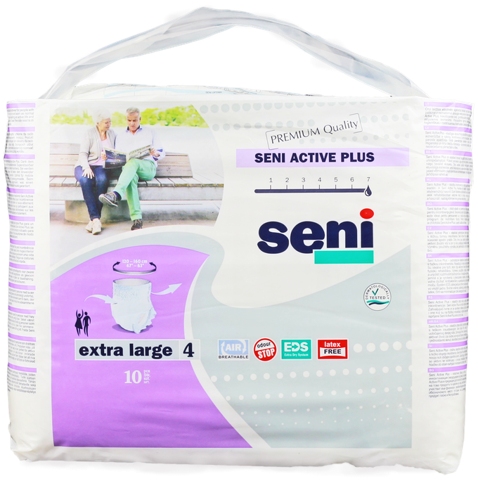 Biksītes SENI Active Plus XL (120-160 cm) urīna nesaturēšanai, iepakojums 10 gab.