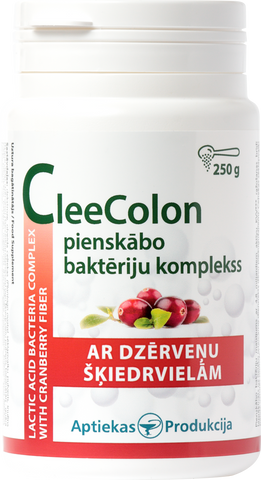 CleeColon Pienskābo Baktēriju Komplekss ar Dzērveņu Šķiedrvielām – Pulveris 250 g, APTIEKAS PRODUKCIJA