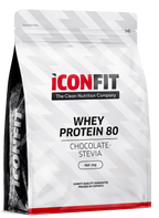 ICONFIT Whey Protein 80 - Šokolādes garšas pulveris ar STĒVIJU, 1000 g