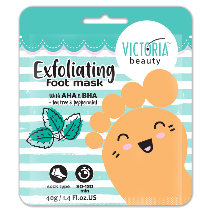 VICTORIA BEAUTY Pēdu eksfoliējošā maska ar tējas koku un peparminti, 40 g