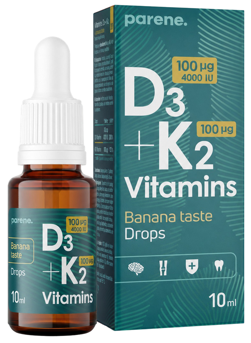 PARENE D3 4000 IU un K2 100 µg pilieni — 10 ml pudele