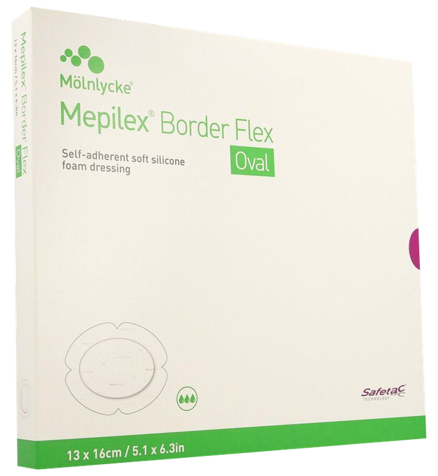 MEPILEX Border Flex Oval 13 x 16 cm, 5 plāksteri