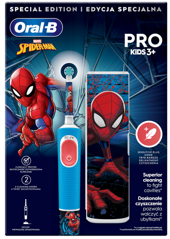 Oral-B Pro Kids Spiderman elektriskā zobu birste ar ceļojumu etui
