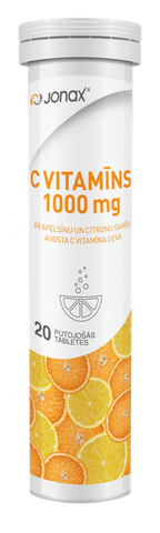 C Vitamīns JONAX 1000 mg, efervescējošās tabletes, 20 skaits