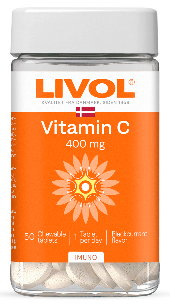 LIVOL Košļājamas tabletes ar 400 mg Vitamīna C, 50 gab.