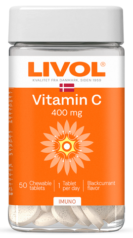 LIVOL Košļājamas tabletes ar 400 mg Vitamīna C, 50 gab.