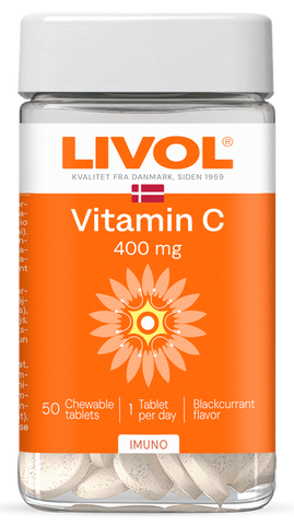 LIVOL Košļājamas tabletes ar 400 mg Vitamīna C, 50 gab.