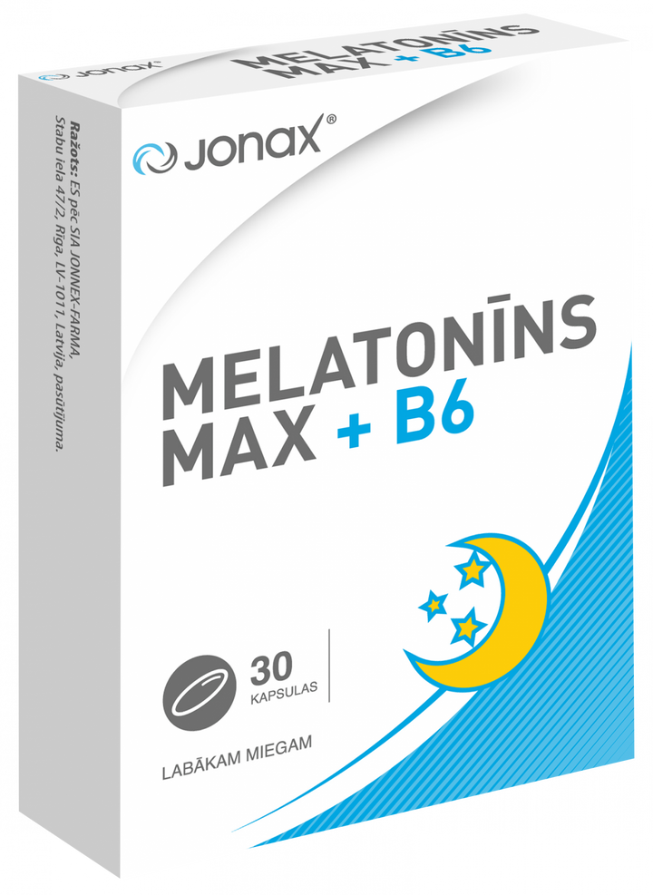 JONAX Melatonīns Max ar B6, 30 kapsulas