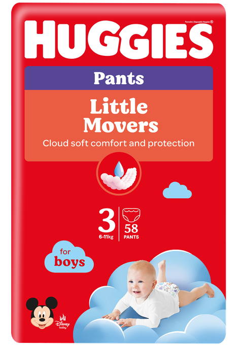 HUGGIES Mega Pack 3 biksītes zēniem no 6 līdz 11 kg, 58 gab. - pull-up autiņbiksītes