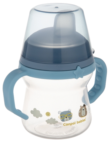 CANPOL BABIES FirstCup Bonjour Paris Blue 150 ml krūzīte ar platiem rokturiem