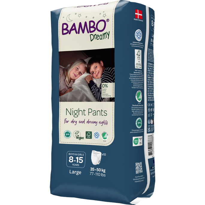 BAMBO Nature Dreamy Night Pants 35-50 kg, vecumam 8-15 gadi, 10 gab. biksītes