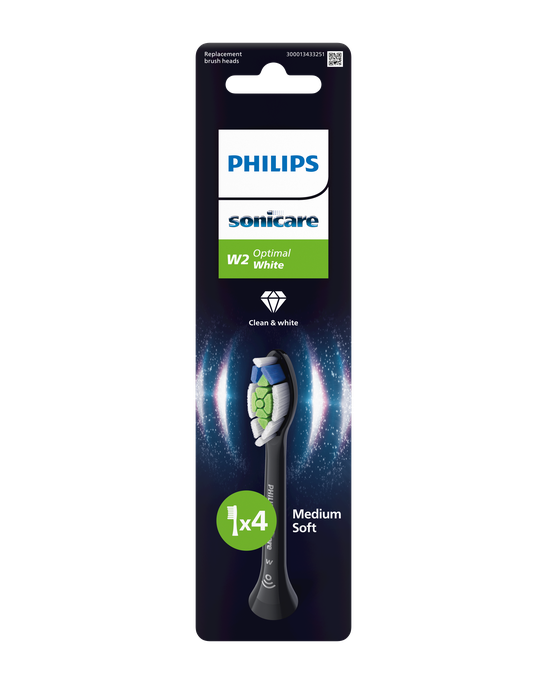 PHILIPS Sonicare Optimal White elektriskās zobu birstes uzgaļi (melni), komplektā 4 gab.