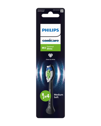 PHILIPS Sonicare Optimal White elektriskās zobu birstes uzgaļi (melni), komplektā 4 gab.